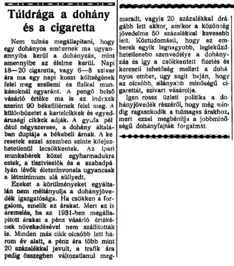 1934.03.04. Túl drága a dohány