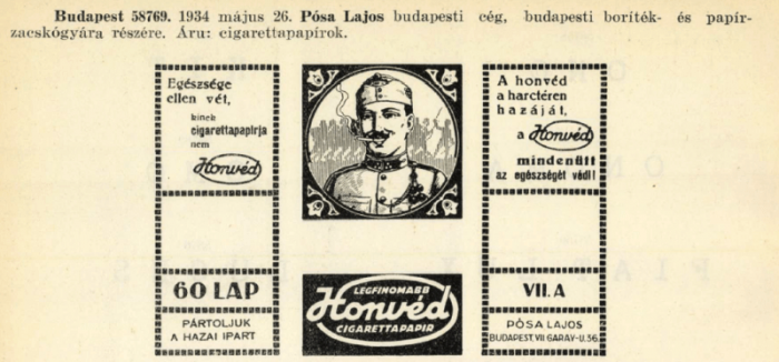 1934.05.26. Honvéd cigarettapapír