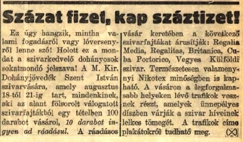 1934.08.17. Ünnepi szivarvásár