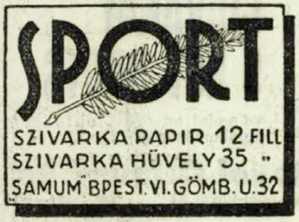 1934.10.22. Sport papír és hüvely