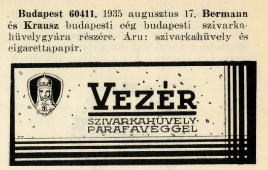 1935.08.17. Vezér cigarettahüvely 1935.08.17. Vezér cigarettahüvely