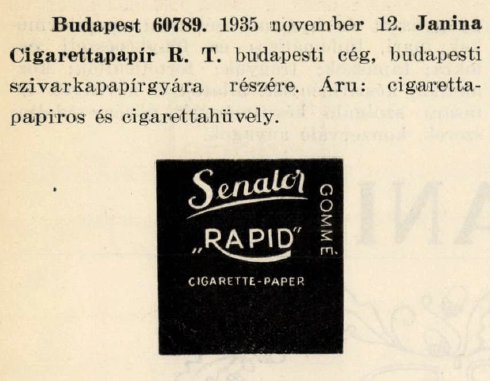 1935.11.12. Senator Rapid papír 1935.11.12. Senator Rapid papír
