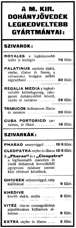 1935. Dohánygyártmányok