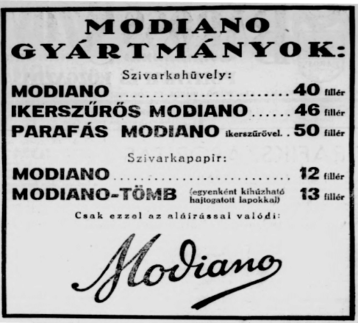 1936.11.05. Modiano gyártmányok