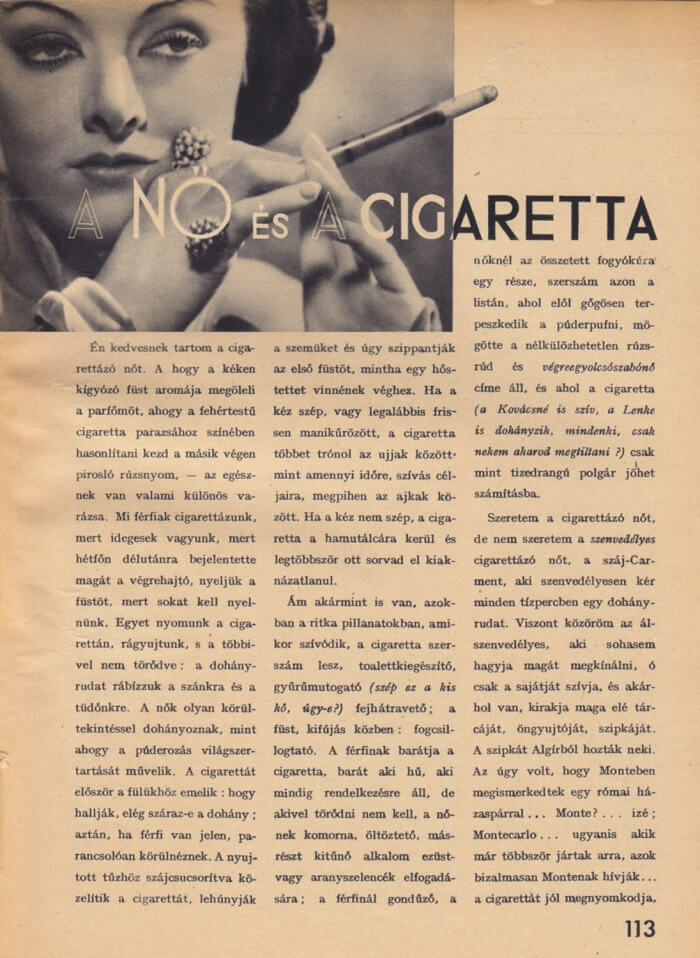 1936. Bodó Béla: A nő és a cigaretta