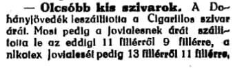 1937.03.28. Olcsóbb kis szivarok