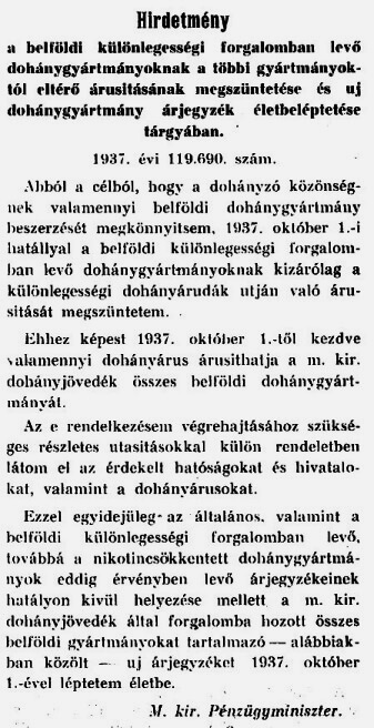 1937.10.10. Új dohánygyártmányok