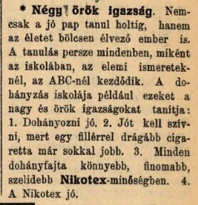 1937.10.30. Nikotex dohányáruk