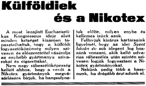 1938.06.11. Nikotex gyártmányok