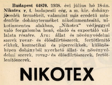 1938.07.18. Nikotex márkanév