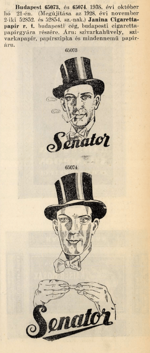 1938.10.21. Senator papír és hüvely 1938.10.21. Senator papír és hüvely