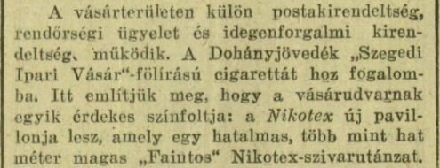 1939.05.28. Szegedi Ipari Vásár cigaretta