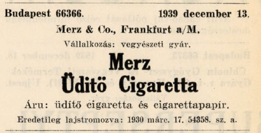 1939.12.13. Merz üdítő cigaretta