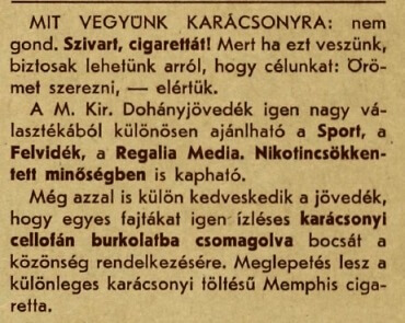 1939. Karácsonyra szivart, cigarettát!