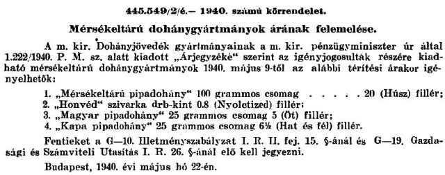 1940.06.01. Mérsékelt áru gyártmányok 1940.06.01. Mérsékelt áru gyártmányok