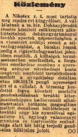 1942.09.27. A Nikotex Rt. közgyűlése