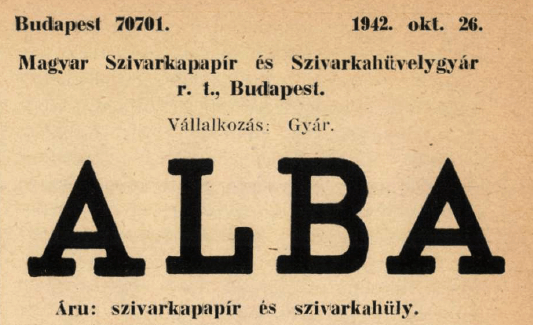 1942.10.26. Alba papír és hüvely 1942.10.26. Alba papír és hüvely