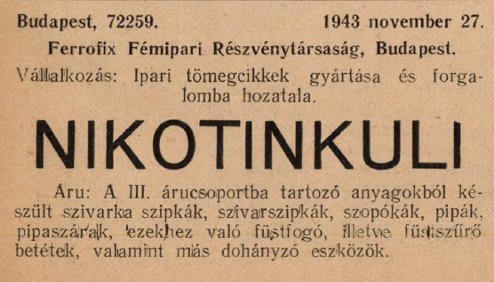 1943.11.27. Nikotinkuli szipkák