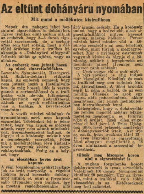 1944.06.07. Eltűnt a dohányáru