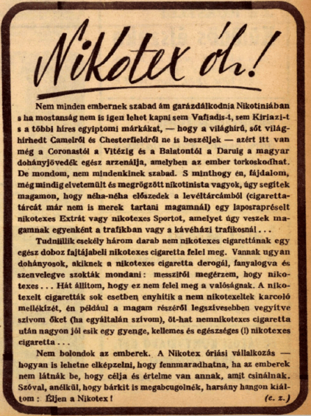 1944. Nikotex-termékek