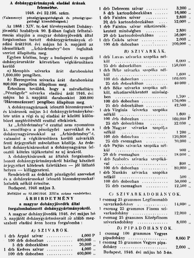 1946.05.20. Dohány áremelés 2.