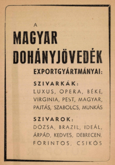 1947. Magyar Dohányjövedék