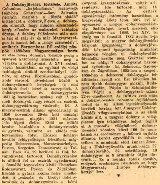 1948.03.18. A Jövedék története