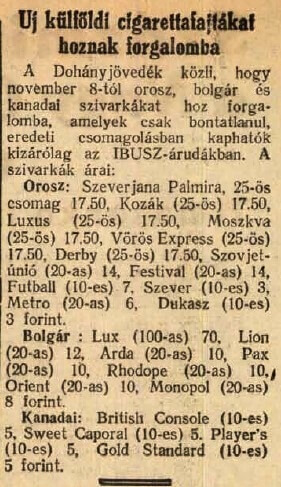 1948.11.09. Külföldi dohányáruk