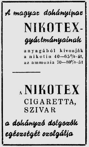 1950. Nikotex dohányáru