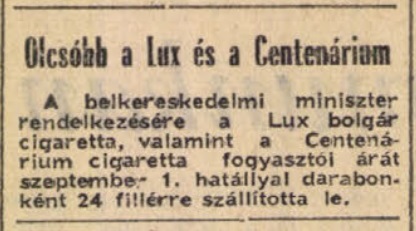 1958.09.13. Centenárium cigaretta