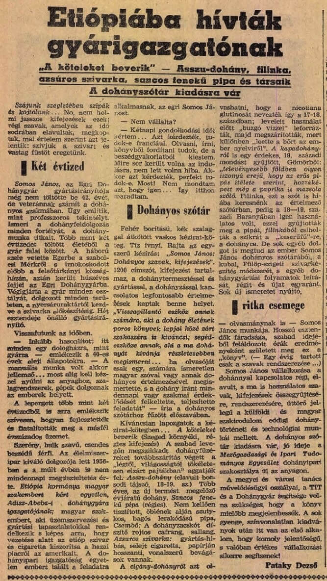 1964.06.19. Dohány-szótár