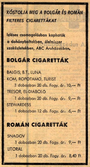 1968.08.09. Külföldi cigaretták