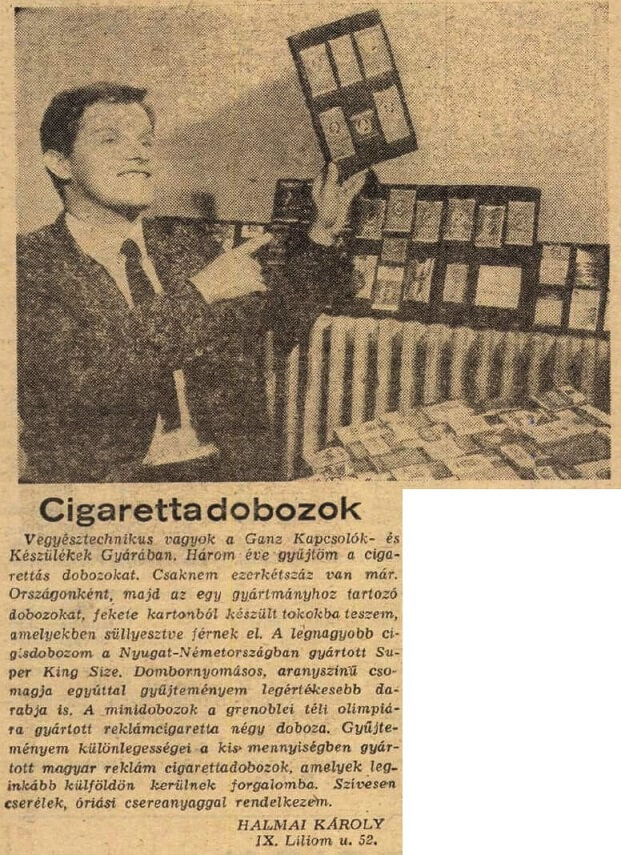 1969.09.19. Cigarettagyűjtő