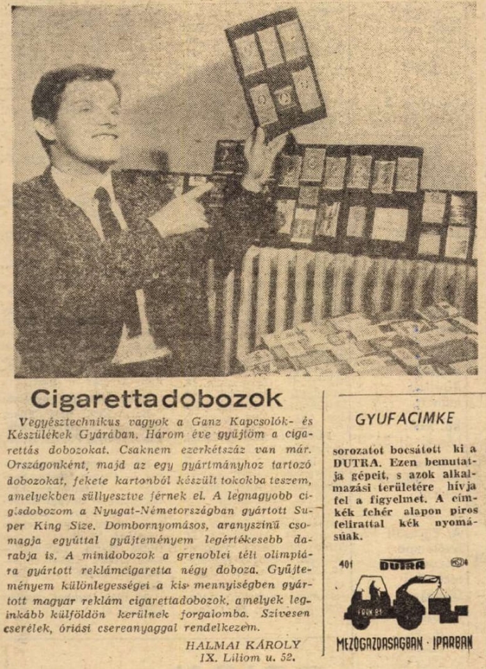 1969.09.19. Cigarettagyűjtő