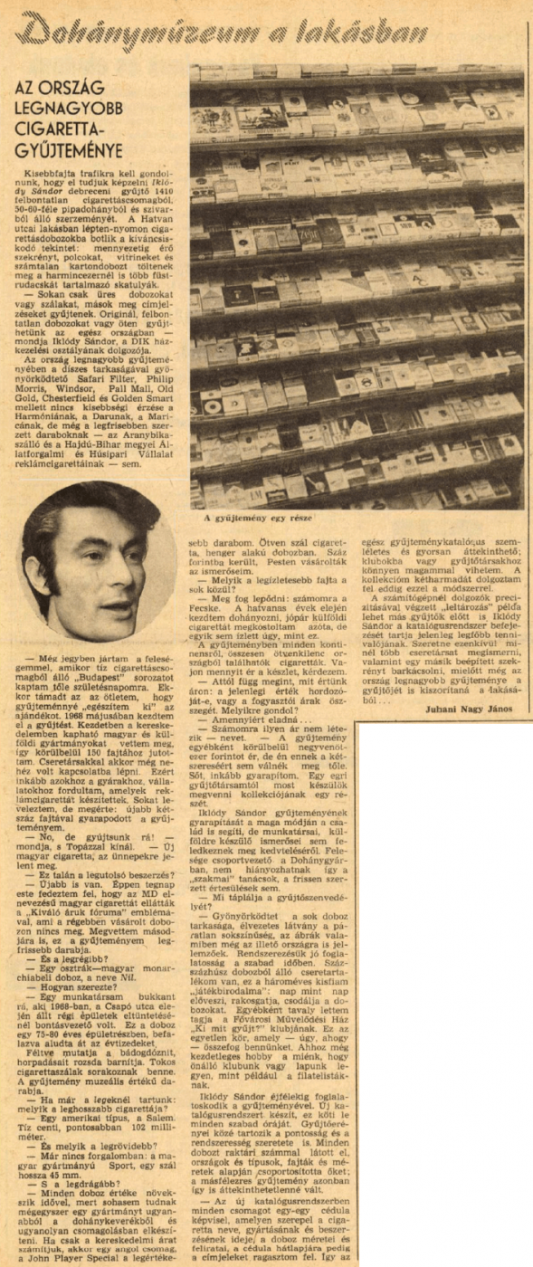 1974.01.10. Cigarettagyűjtemény