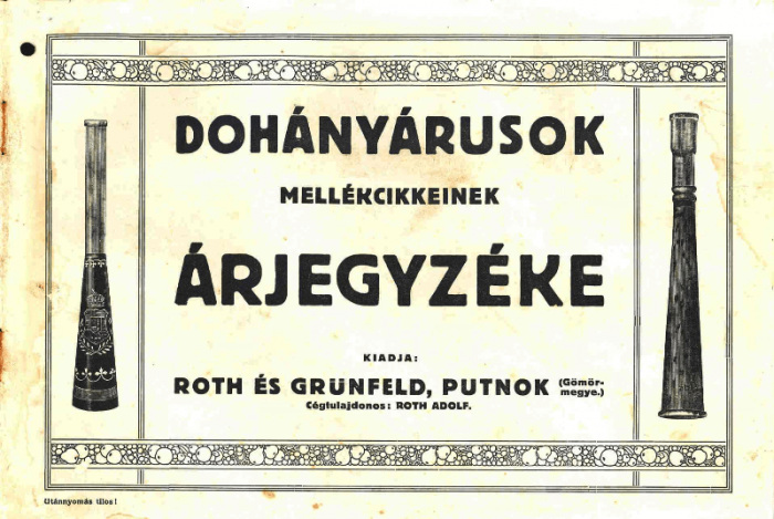 1911. Róth és Grünfeld árjegyzéke