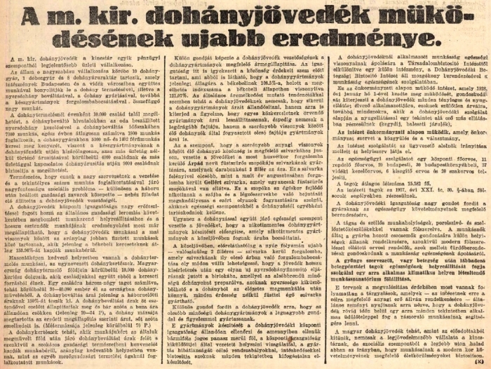 1930.05.01. A Jövedék eredménye