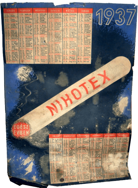 Nikotex reklámnaptár, 1937