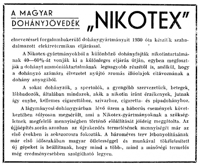 1948. Nikotex dohányáruk
