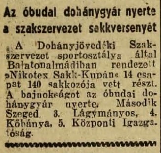 1948.09.18. Nikotex sakk-kupa