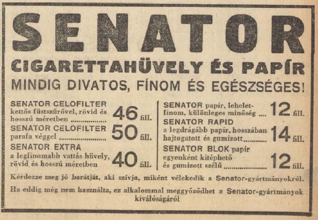 1937.09.19. Senator papírok és hüvelyek