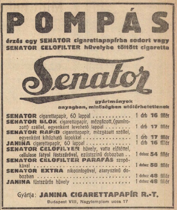 1941.05.04. Senator papír és hüvely