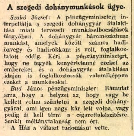 1926.02.11. Szegedi dohánymunkások