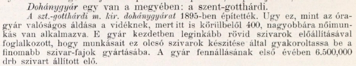 1898. Szentgotthárdi Dohánygyár