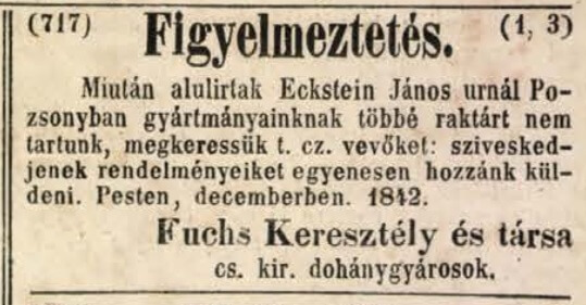 1842.12.11. Fuchs és Eckstein