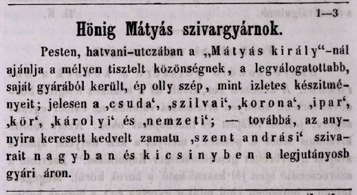 1846.05.29. Honig Mátyás gyáros