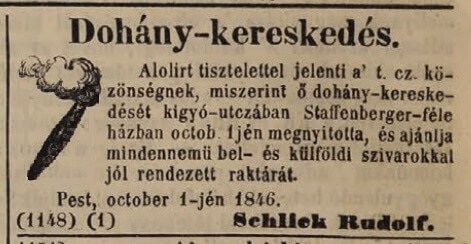 1846.10.06. Schlick Rudolf dohánykereskedő