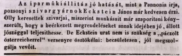 1846.11.03. Eckstein János szivargyára