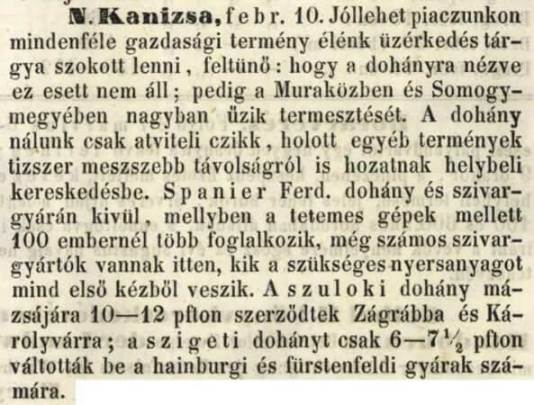1848.02.28. Spanier Ferdinánd szivargyára