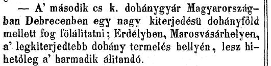 1850.07.28. Debreceni dohánygyár